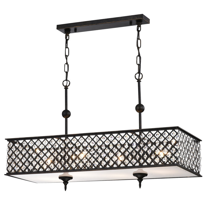 Luminaire suspendu carré/rectangulaire 4 lumières pour îlot de cuisine Savarese