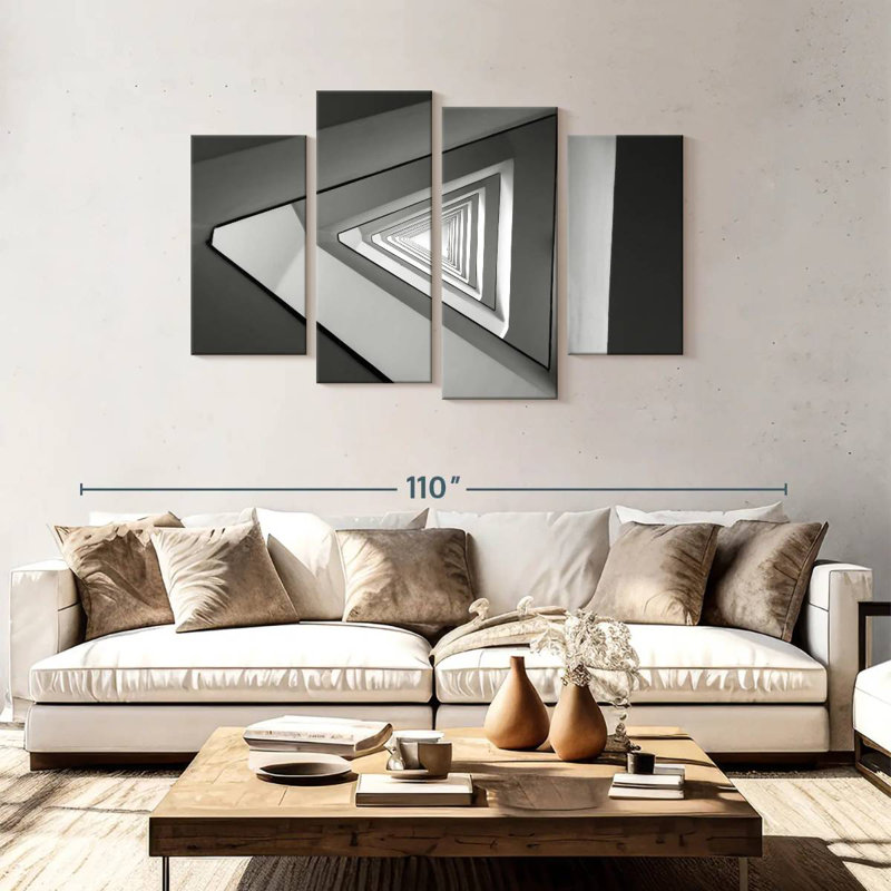 Lilie Infinite Gray Triangles, 48" H x 75" W