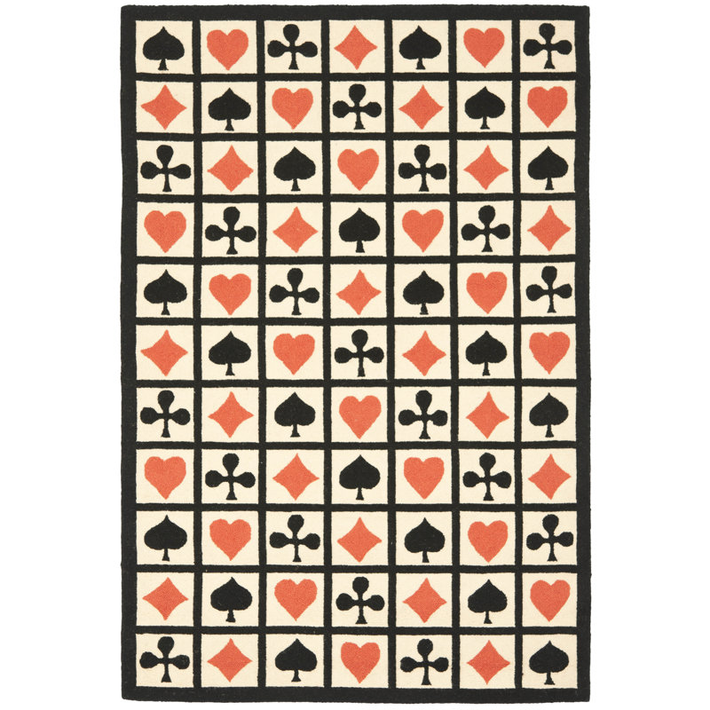 Chelsea Hand Hooked Wool Pile Geometric Rug, Rectangle 5'3" x 8'3"