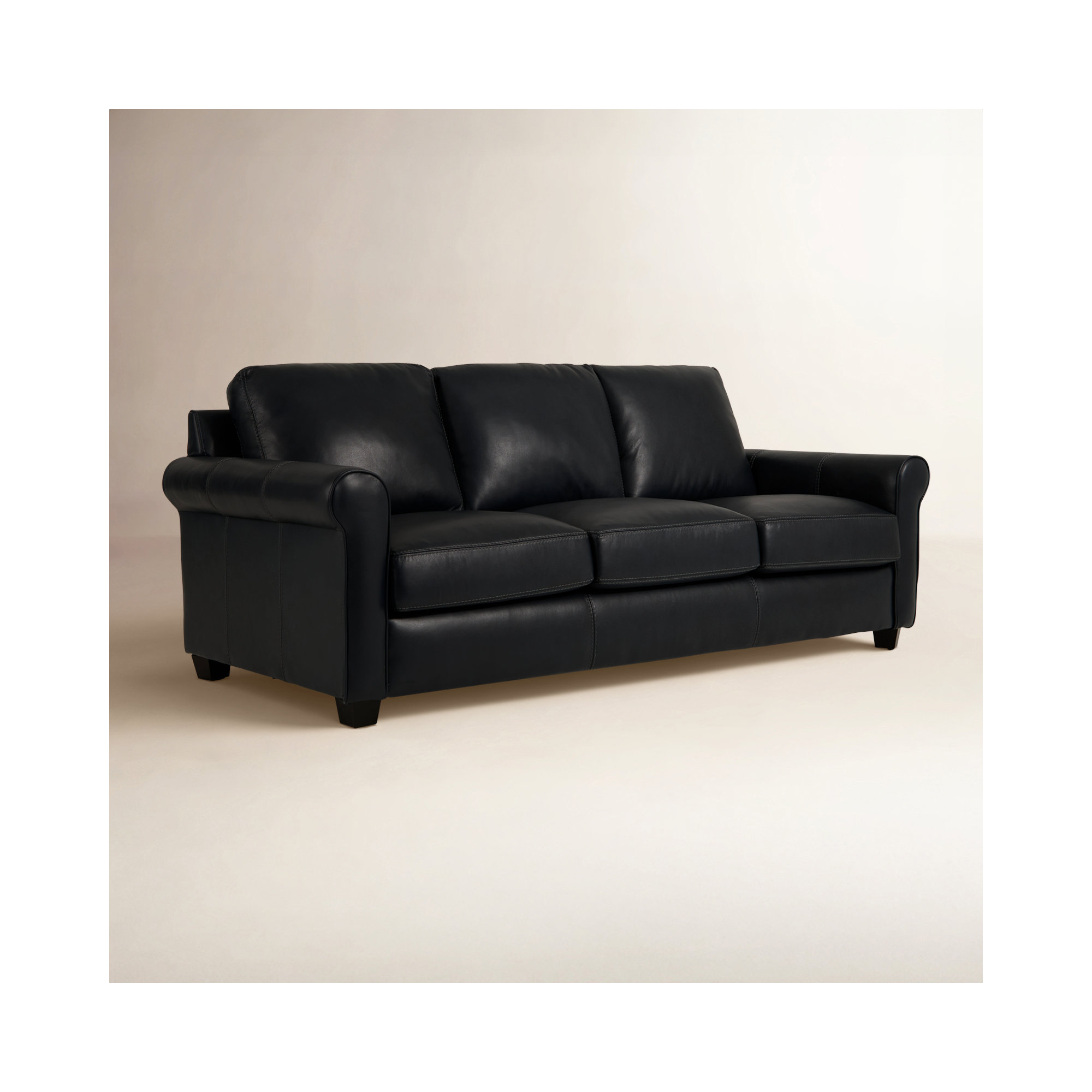Cataldo 86'' Upholstered Sofa, Counterbalance Navy Genuine Leather