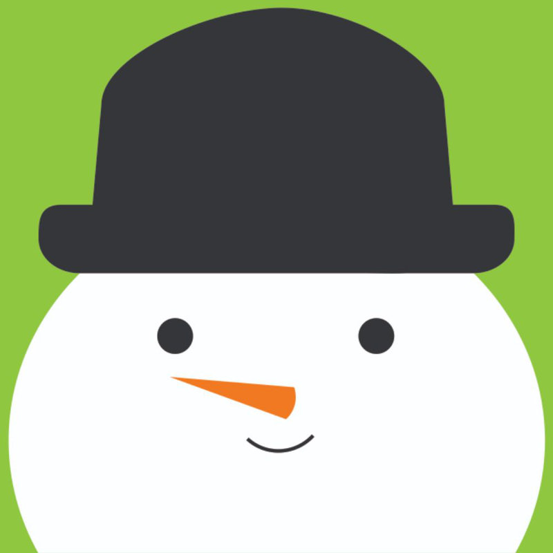 Snowman Black Bowler Hat - Wrapped Canvas Print, 30cm H x 30cm W x 3.8cm D