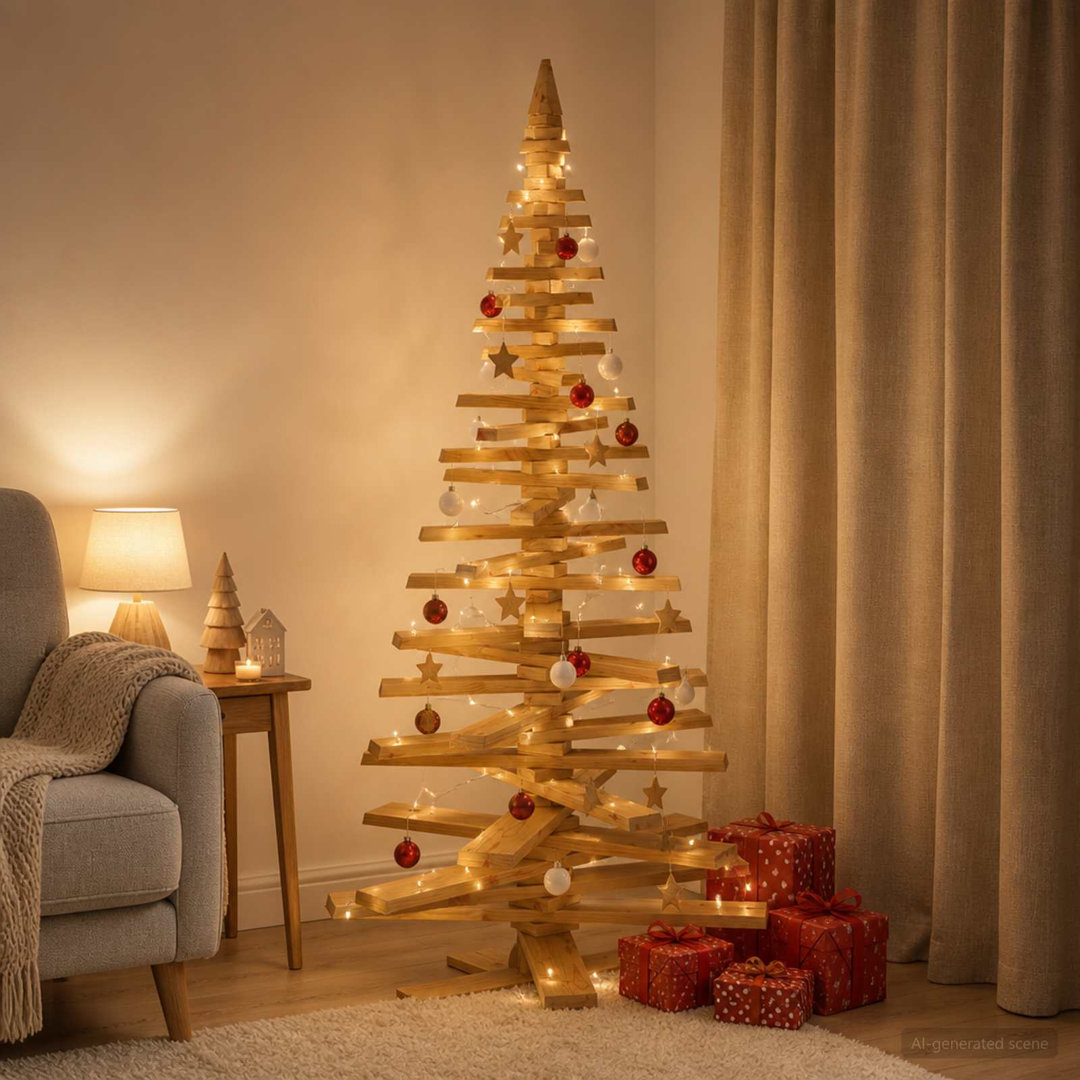 VIDAXL Wooden Christmas Tree KOTKA 180 cm Brown Solid Pine Wood Decoration for Indoor and Sheltered Outdoor Use - Image 3
