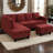 Halid Wide Faux Leather Sofa & Chaise with Ottoman-1589847006-1589847007