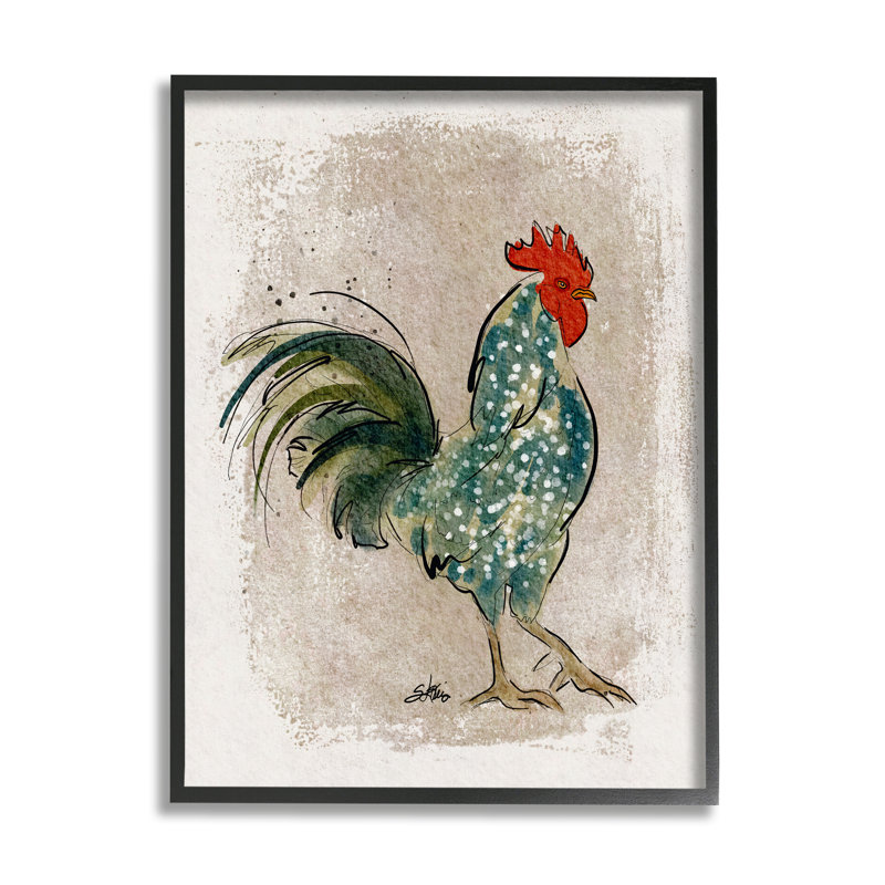 «Speckled Hen Country Bird» par Shanda Louis - cadre flottant, impression sur bois, H 14 po x l 11 po x P 1,5 po