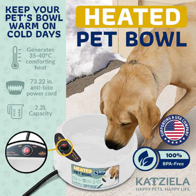  2 Liter Heated Pet Water Bowl With Anti-bite Cord To Keep Your Pet's Bowl Warm On Cool Day's