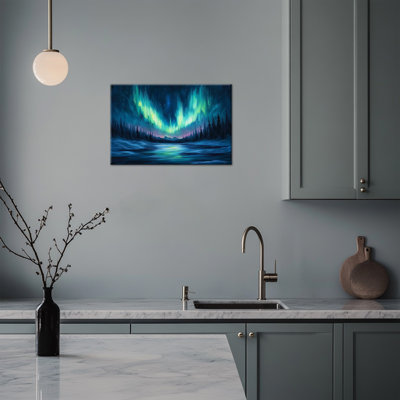 Adrianny Northern Lights, peinture, paysage, toile tendue, affiche encadrée, œuvre d'art murale, reproduction de photo pour le salon, chambre à coucher, bureau, prêt à être accroché, 12 po x 18 po