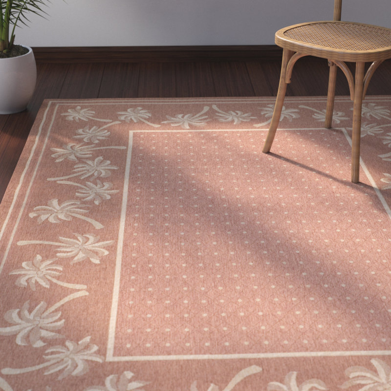 Tapis d'intérieur / extérieur à motif floral Lueck, Rectangle 4 pi x 5 pi 7 po