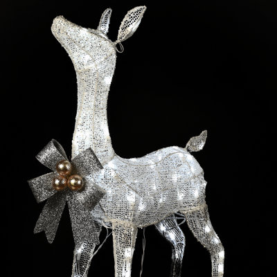 The Holiday Aisle® 36" Pre-Lit Glittered Fawn