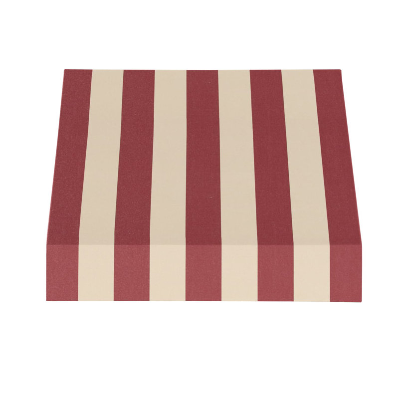 Auvent fixe en tissu acrylique New Yorker Awntech, H 24 po x l 52,5 po x P 36 po, Rayures bourgogne / brun clair