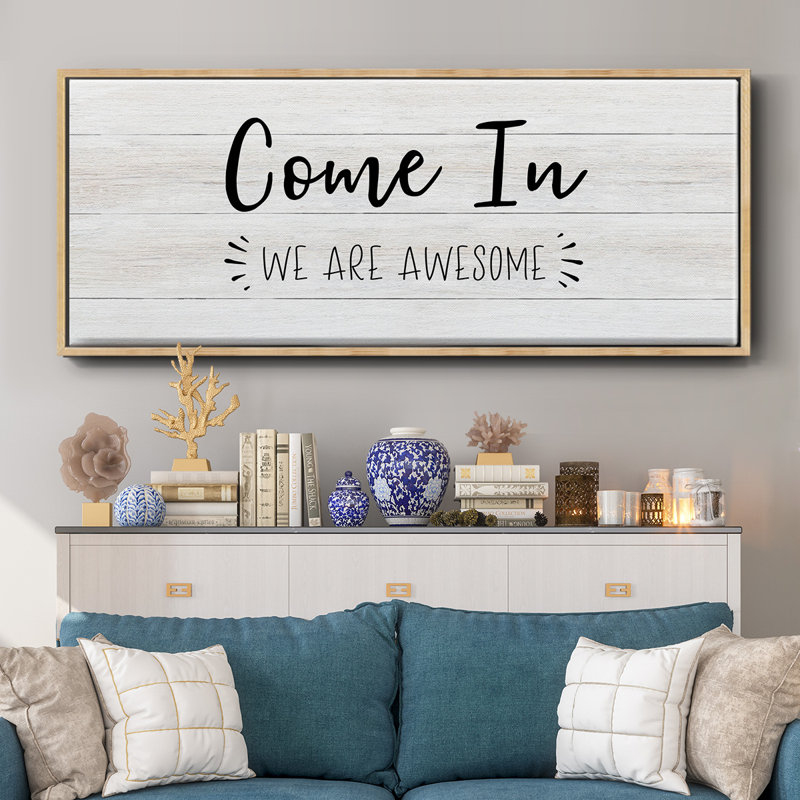 Come In- Framed Canvas, 8" H x 20" W