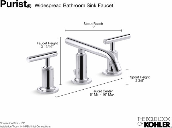 K-14410-4-BGD,CP,BN Kohler Purist® Widespread Bathroom Faucet with Drain  Assembly  Reviews Wayfair