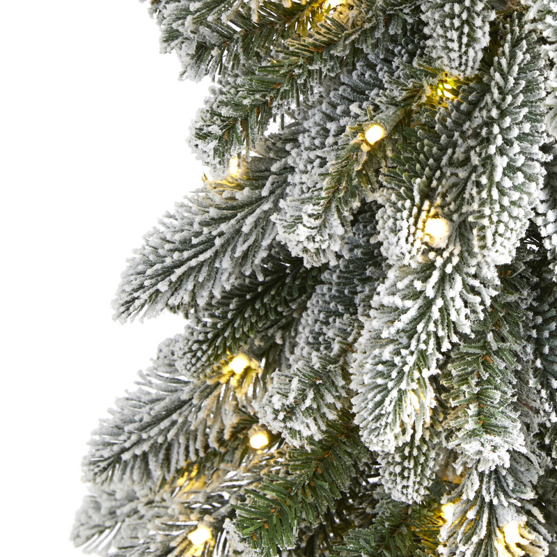 Arbre de Noël artificiel pin floqué avec lumières claires / blanches, H 5,5 pi