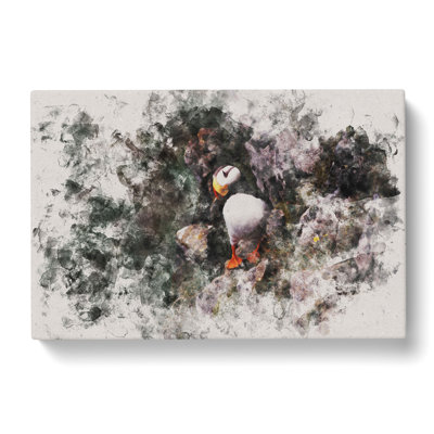 CAN4479CAN Atlantic Puffin Birds Vol.1 Watercolour - Wrapped Canvas Print