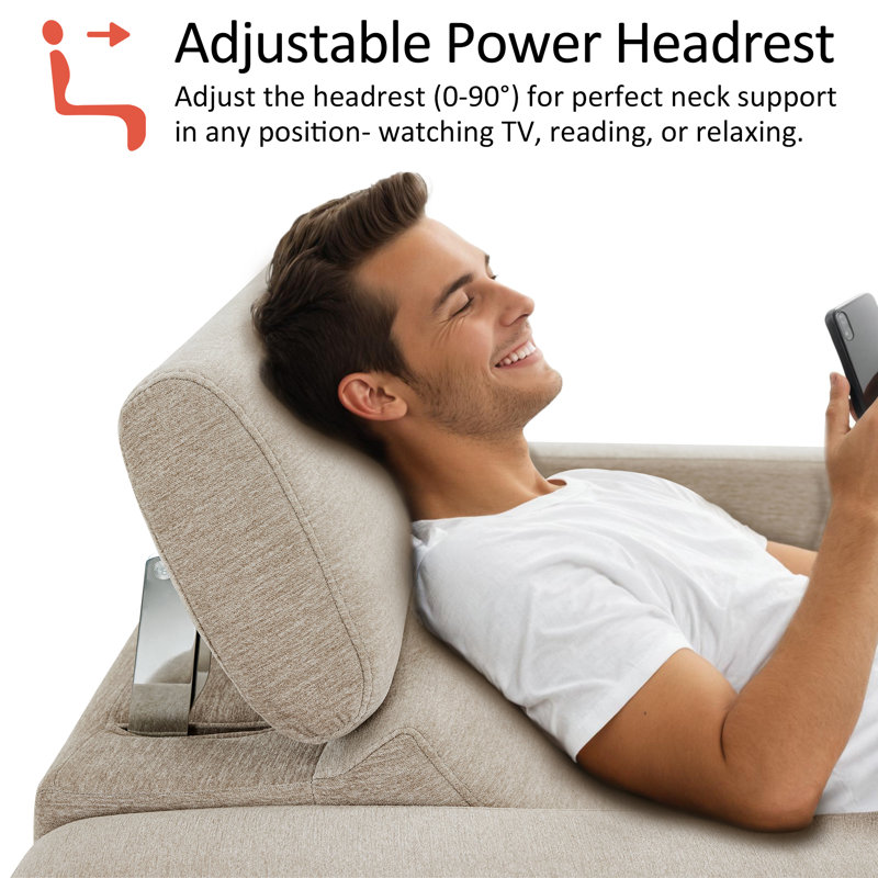 85.4" Wide 3 Seat Zero Wall Power Recliner Sofa with Adjustable Headrests,Independent Seat Controls, Beige