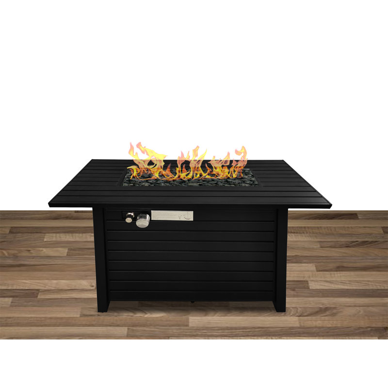 Table de foyer d'extérieur en acier au propane / gaz naturel avec couvercle, Noir