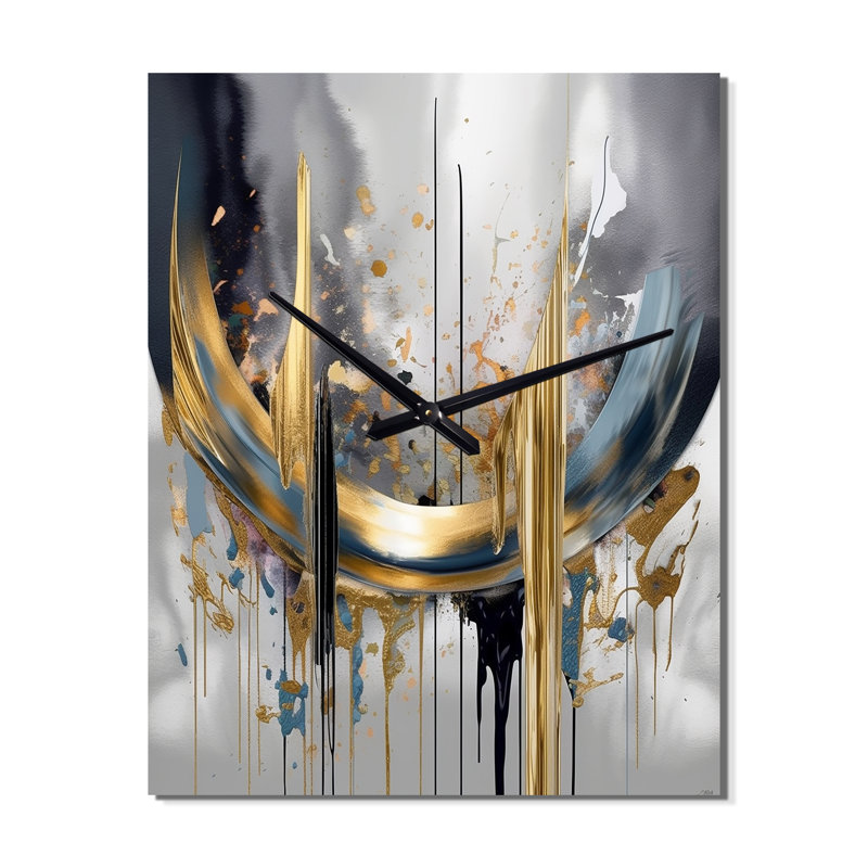 Horloge murale moderne en marbre abstrait Shapes And Lines III, H 28 po x l 12 po x P 1 po