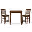 Ensemble table et chaises de cuisine 3 pièces, hauteur comptoir, comprenant une table de bar carrée et 2 chaises rembourrées en similicuir, 91 x 91 cm, acajou-680205054-782743763-680205048