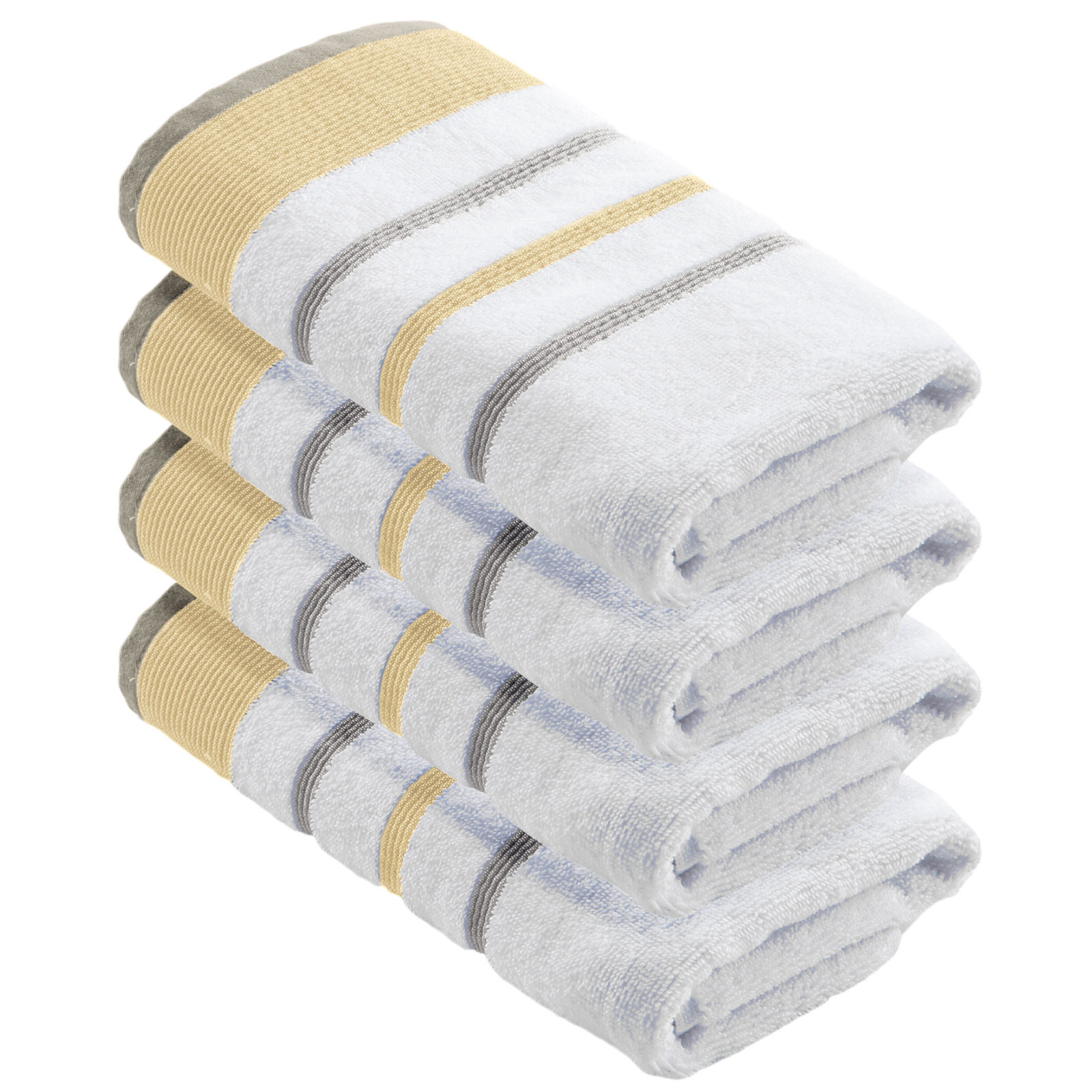 Deanthony Luxury Cotton Decorative, Gold/Gray, Hand Towels - 4 Pack