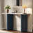 Narrow Console Table With Oval Marble Top, Curved Legs And Triangular-designed Base-1298546538