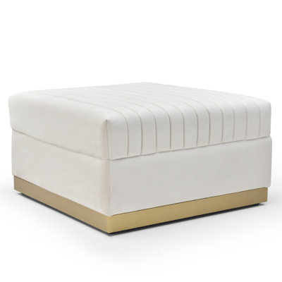 Contemporary Vertical Channel Tufted Velvet Big Size Ottoman Modern Upholste Foot Rest For Living Room Apartment