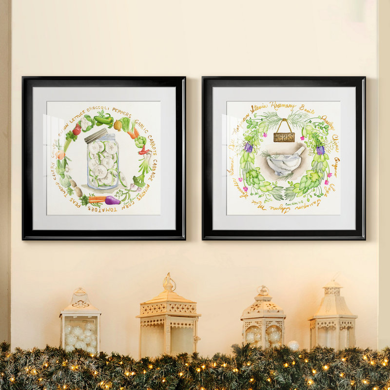 " Canning Season " 2 - Pieces, Black Framed Paper, White, 18.5" H x 18.5" W x 1" D