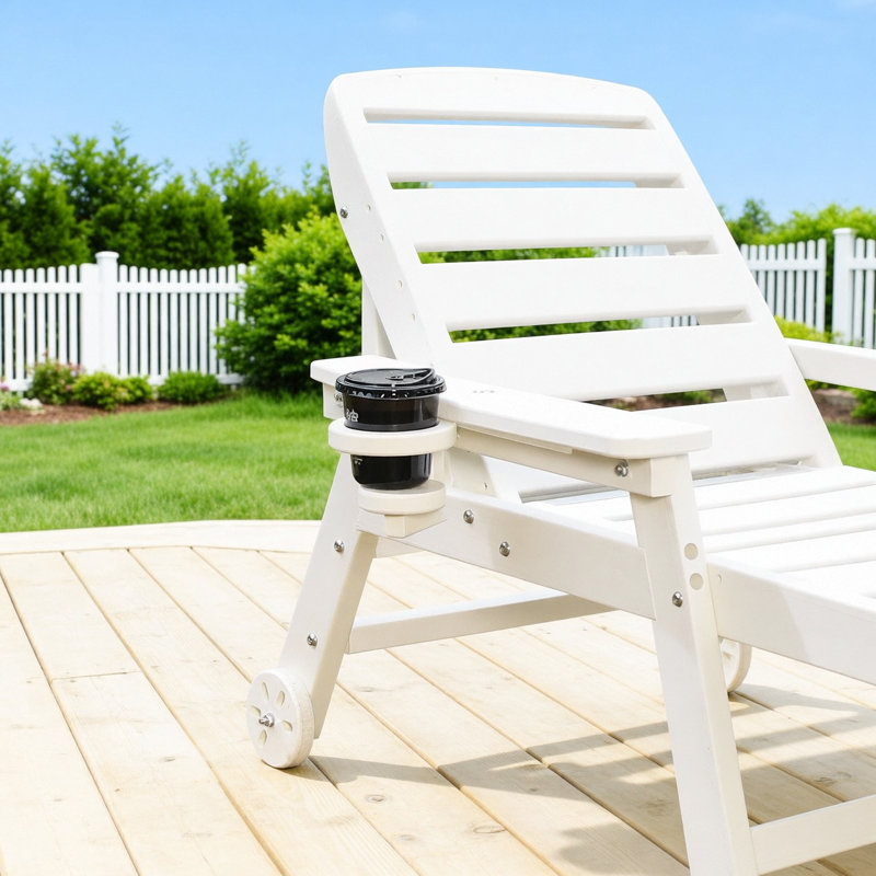 HDPE Chaise Lounge Chair Outdoor, Pool Lounge Chairs with 4-Position Adjustable Backrest, Supports Up to 360 LBS for Patio Poolside Deck Beach Backyard (white)