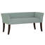 Banc d'appoint capitonné bleu sarcelle avec accoudoirs évasés, passepoil et siège en mousse haute densité offrant un soutien dorsal optimal. Tissu, idéal pour décorer un couloir. Construction robuste des accoudoirs. Un indispensable pour la chambre.
