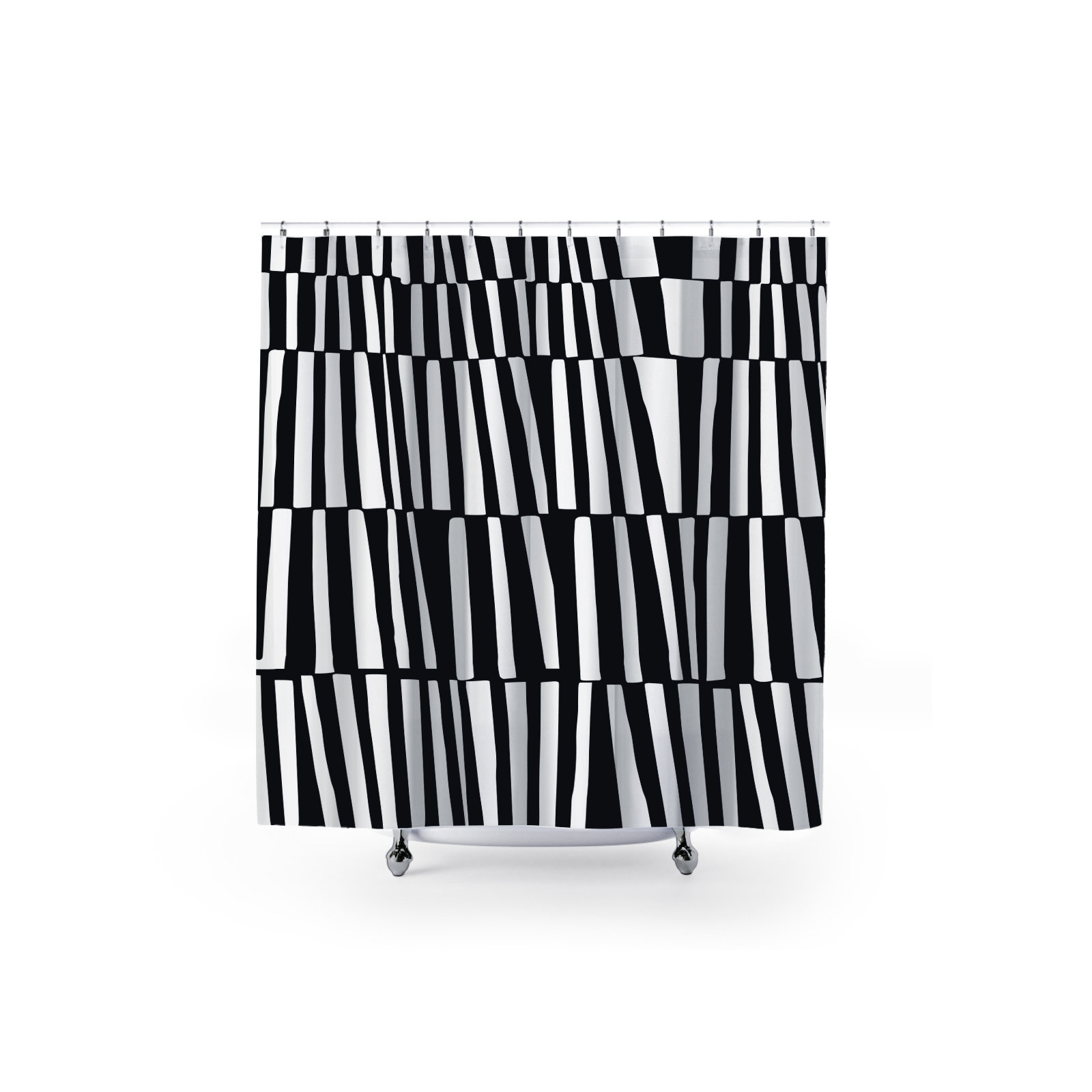 Thora Abstract Mid-Century Shower Curtain, Black