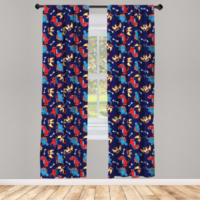 Dinosaur Semi-Sheer Rod Pocket Curtain Panels -  East Urban Home, 49D5A78EABB54D578623EC4C231C1AE8