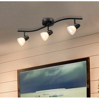 Xinbei Lighting Track Light, 3 Light Kitchen Track Lighting, Modern S-Shaped Ceiling Track Light Bar