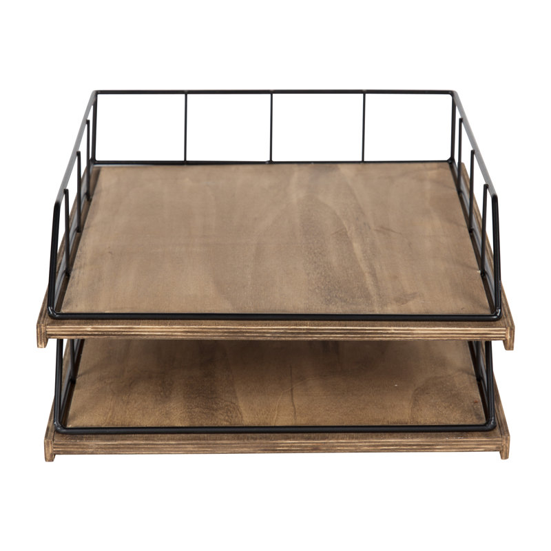 Mccaslin File Organizer, Rustic Wood, Black
