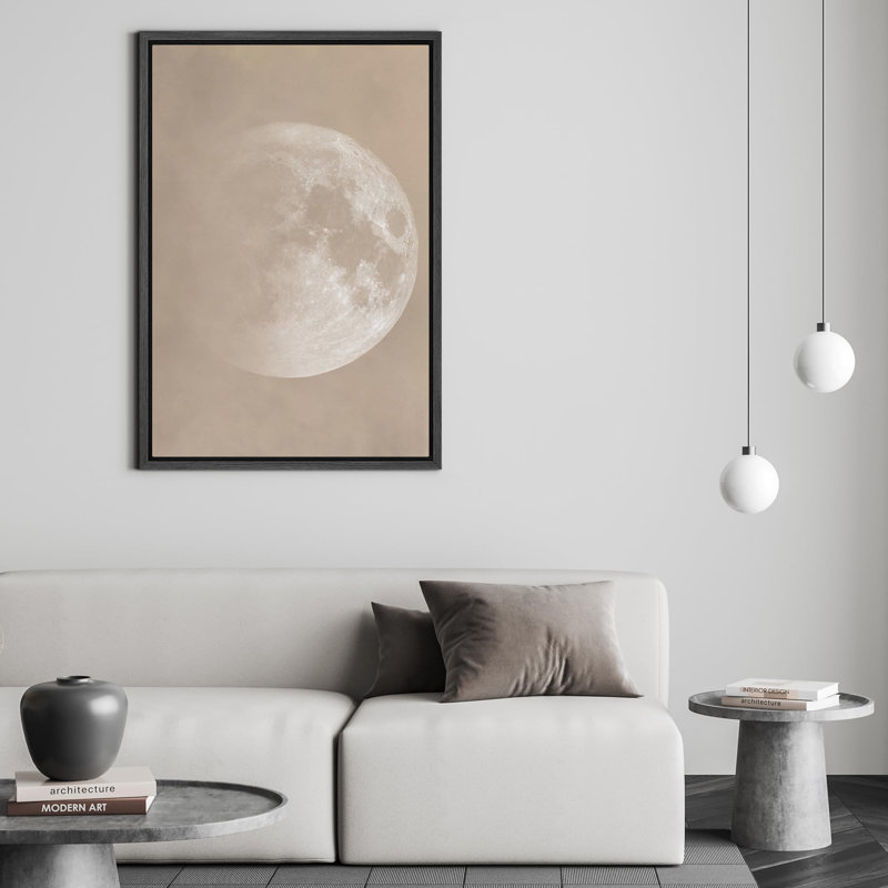 «Lunar Moon Minimalist Full Moon Phase» sur, H 36 po x l 24 po, Noir
