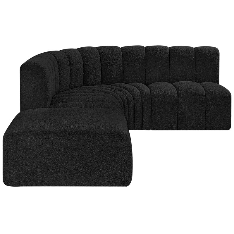 Canapé et méridienne rembourrés Isleen, Tissu bouclé noir