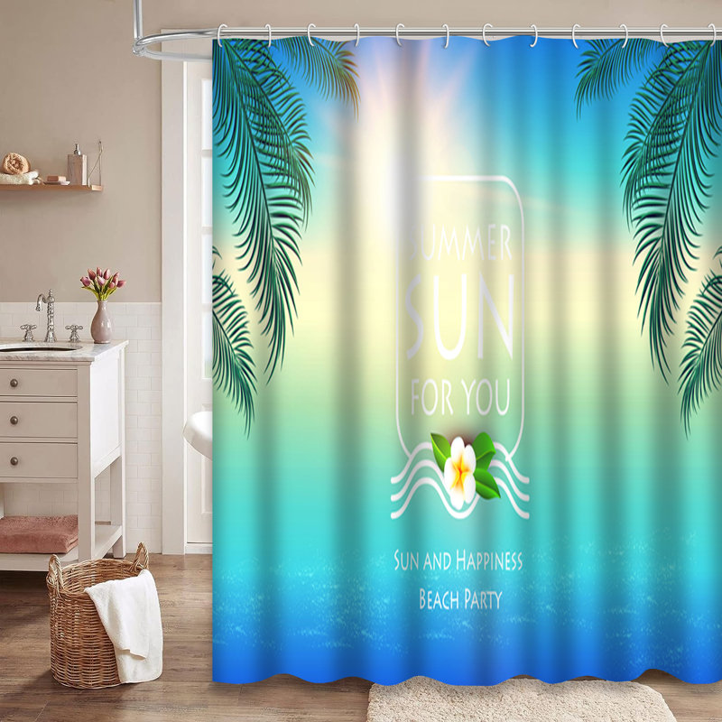 Rideau de douche avec 12 crochets Blue Sea, L 72 po x l 78 po