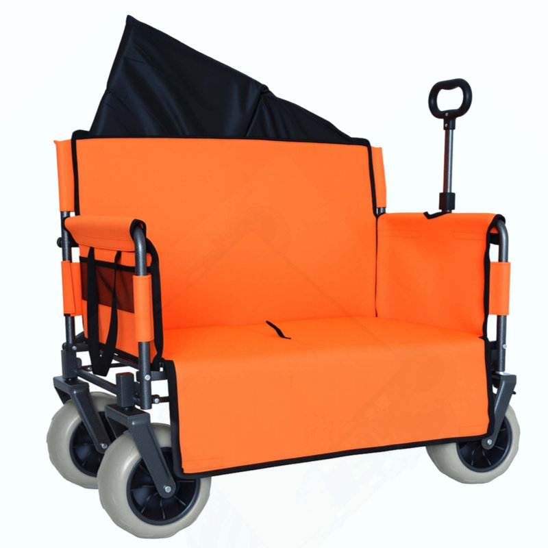 Chariot pliant 3 en 1 avec siège de banc - capacité de 500 lb, pneus de plage de 9 po x 4 po pour le camping et la plage