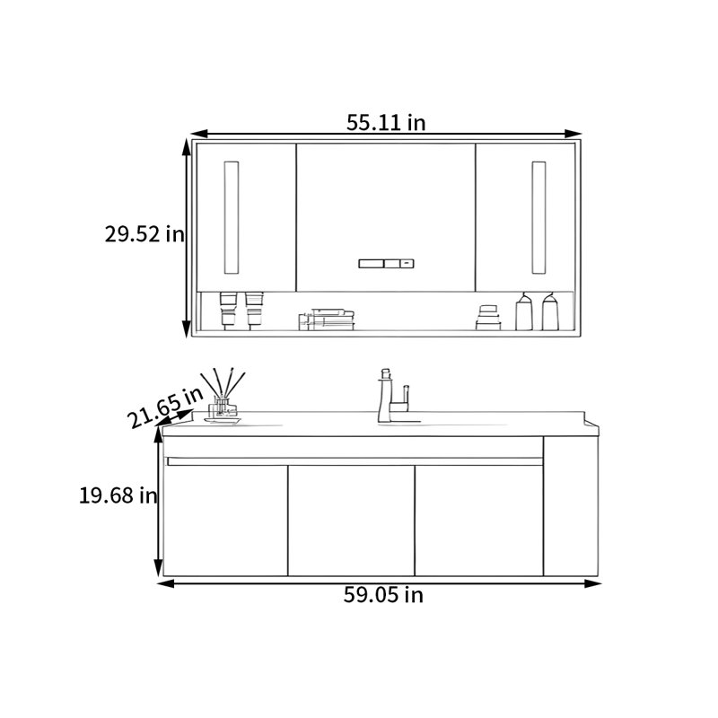 Tuers, H 19,68 po x l 59,05 po x P 21,65 po