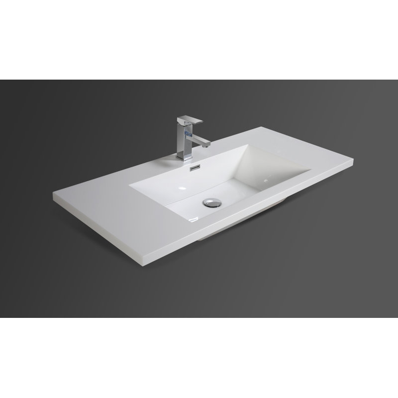 Plateau de meuble-lavabo simple 41,1 po en blanc avec lavabo