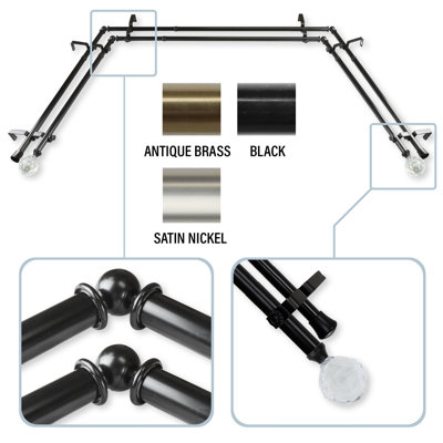 Santini Adjustable Bay Window Double Curtain Rod