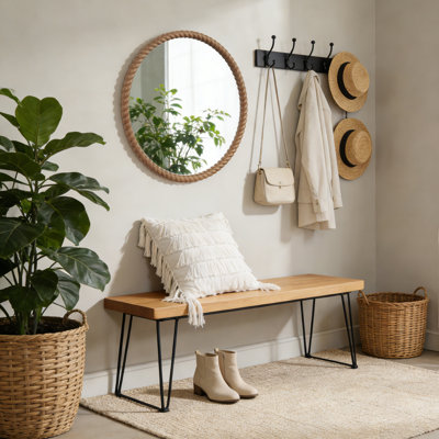 Miroir rond en bois