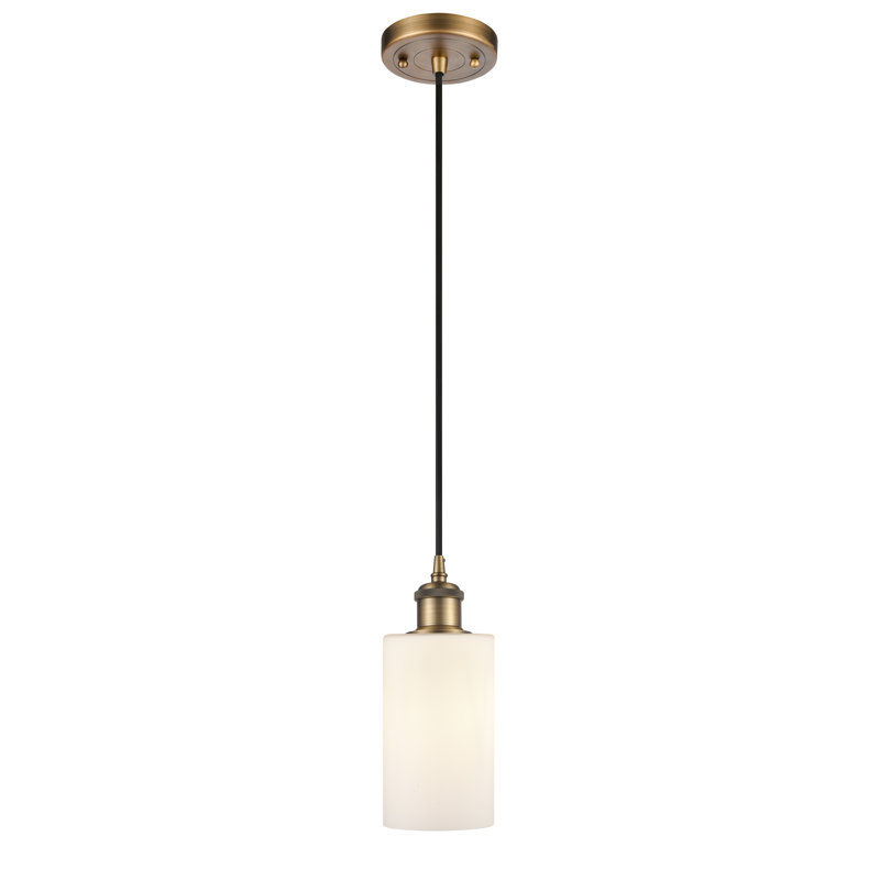 Glessite 1 - Light Single Pendant, Matte White, No Bulb Included, Brushed Brass