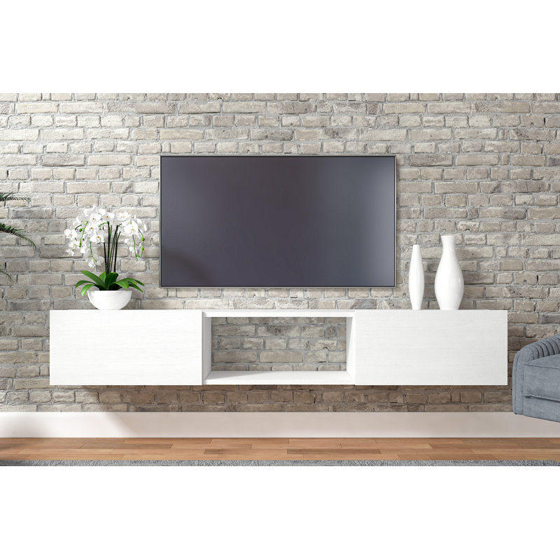Meuble télé flottant de 71 po Sculley, Blanc