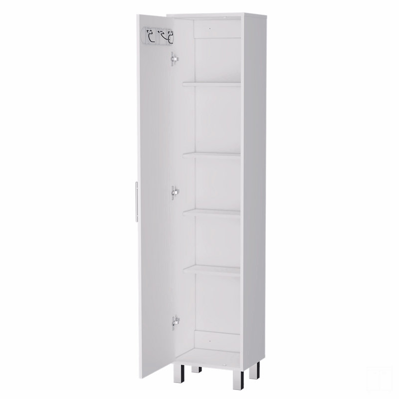 1-Door 5-Shelf Tall Storage Cabinet, White