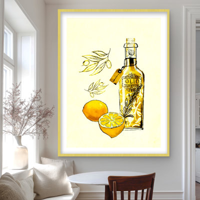 Huile d'olive et citrons, reproduction encadrée | Art de cuisine