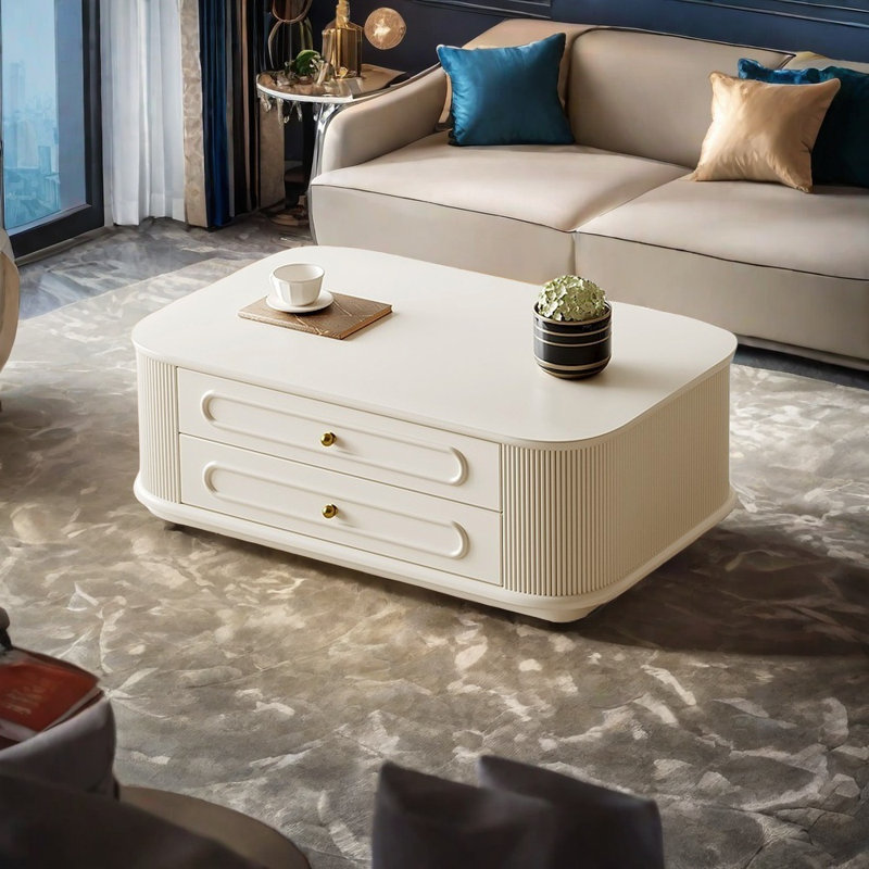 Table basse à coins arrondis avec peinture écologique, H 15,75 po x L 47,24 po x l 23,62 po