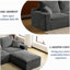 Canapé-lit de 110 pouces en forme de L, canapé-lit à compression complète pour 3 personnes, avec fauteuil, sans assemblage requis, adapté au salon, canapé à assise profonde très moelleuse (chenille, gris)