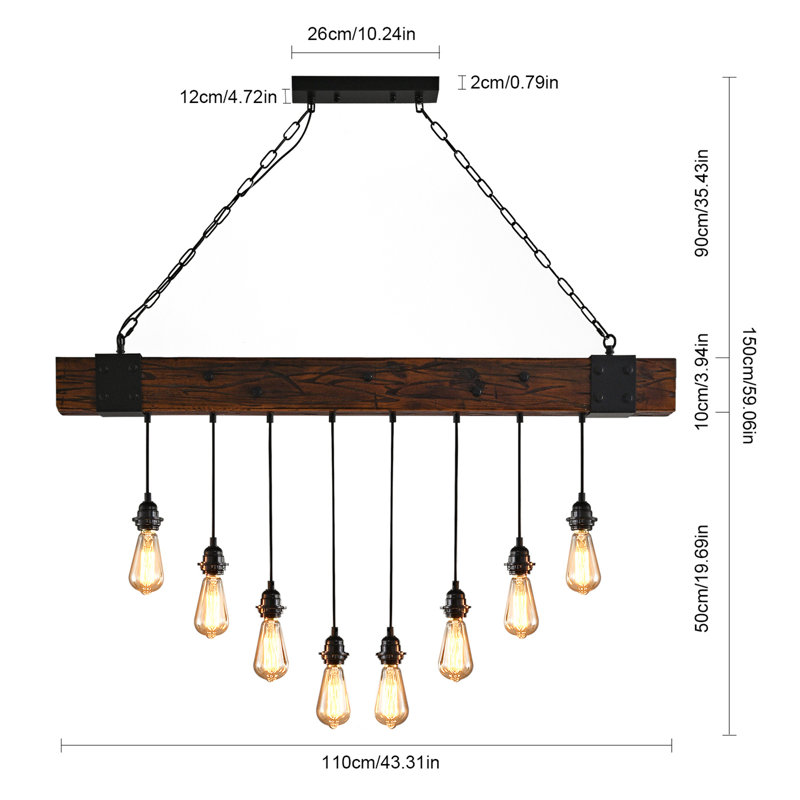 Luminaire suspendu noir 8 lumières Calita