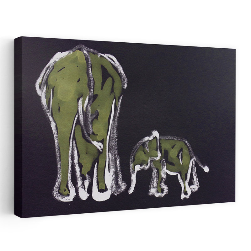 Mère et mère éléphants, éléphant minimaliste, nature, faune, art mural, 12" H x 18" W
