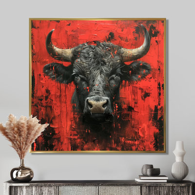 «Red Taurus Astrology Bulls Resolve», reproduction d'art mural animal