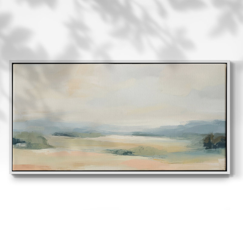 Chanson de la nature abstraite II - Toile tendue avec châssis encadré - Prêt à être accroché, H 17 po x l 33 po, Blanc