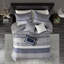 Couette 7 pièces King bleu marine - Luxe avec détails plissés, linge de lit lavable à la machine